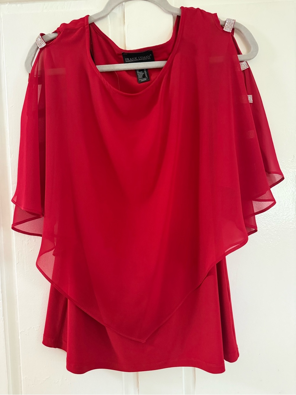 Frank Lyman Red Layered Chiffon Top
